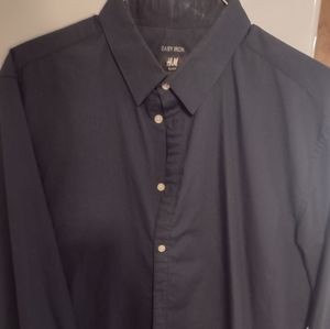 Navy Easy Iron Slim Fit H&M XL dress shirt